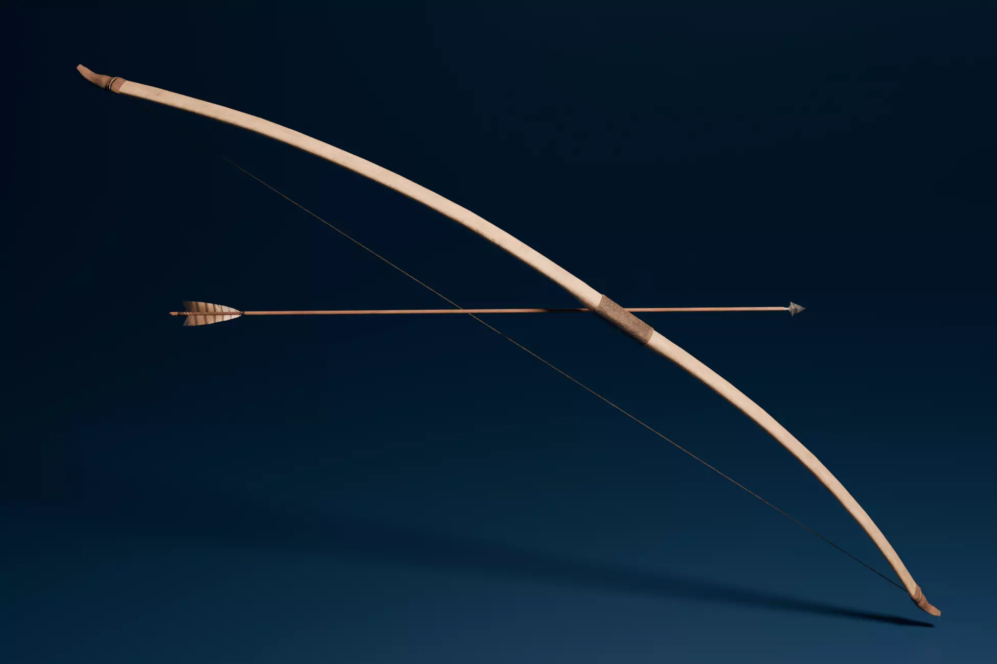 Medieval Longbow and Arrow Game Ready Low-poly 3D model_0