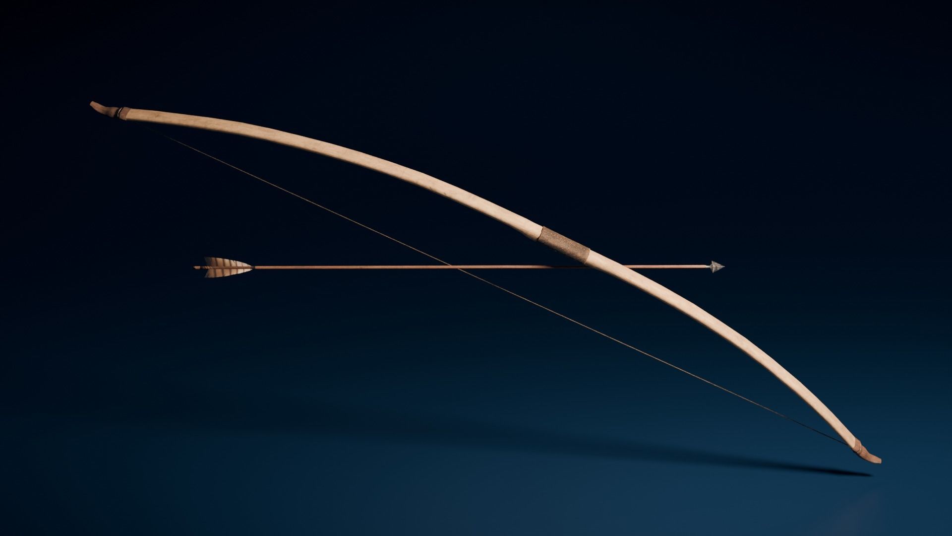 Medieval Longbow and Arrow Game Ready Low-poly 3D model_2