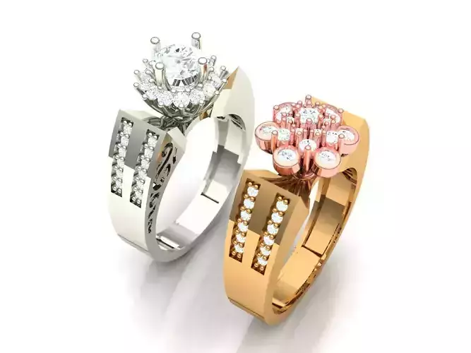Womens Two piece solitaire ring 3D print model