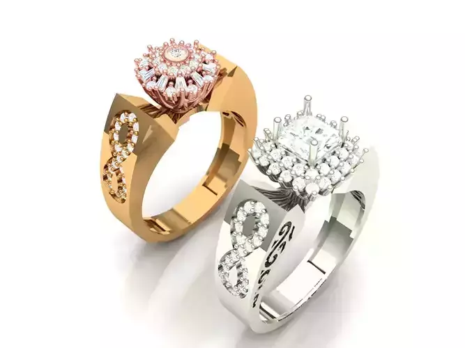 Womens Two piece solitaire ring 3D print model