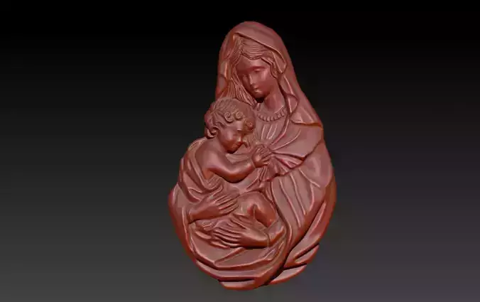 Virgin Mary and Baby Jesus Christ Necklace Pendant Jewelry 3D print model