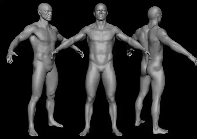 Realistic Heroic male Basemesh self stand