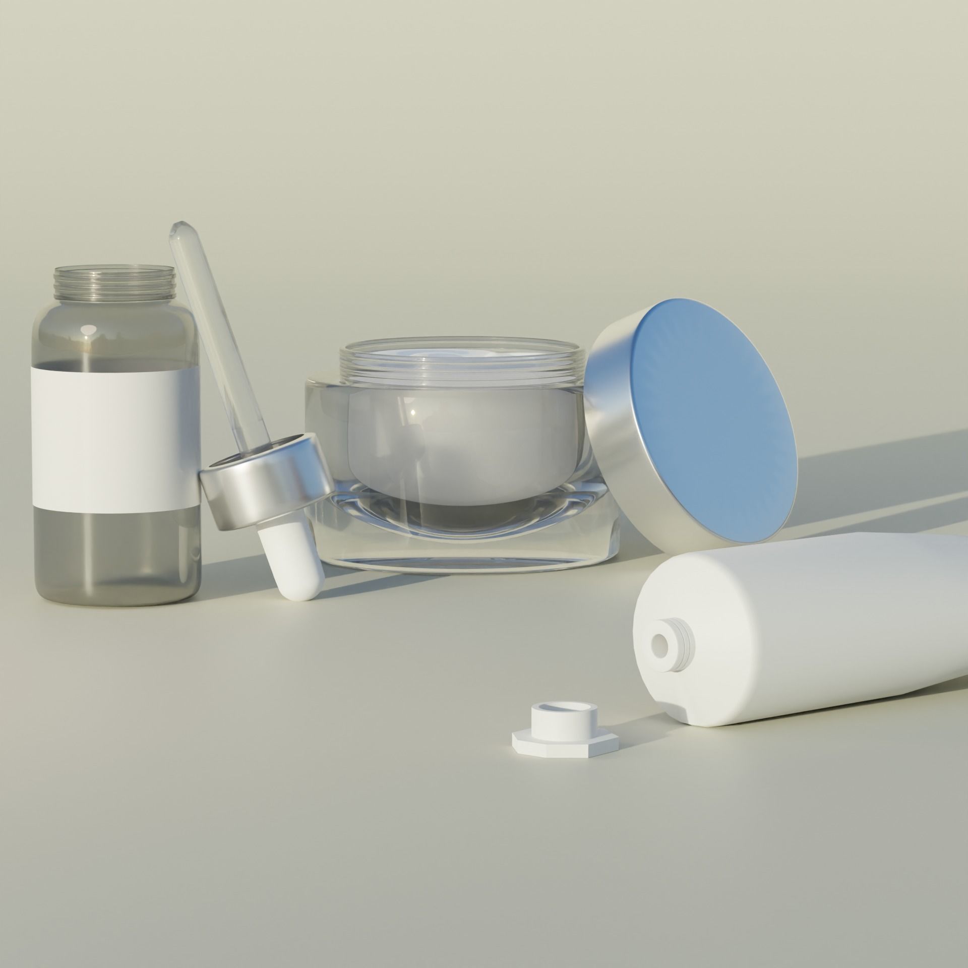 Bundle Cosmetic Set - Creams and Serum 3D model_1