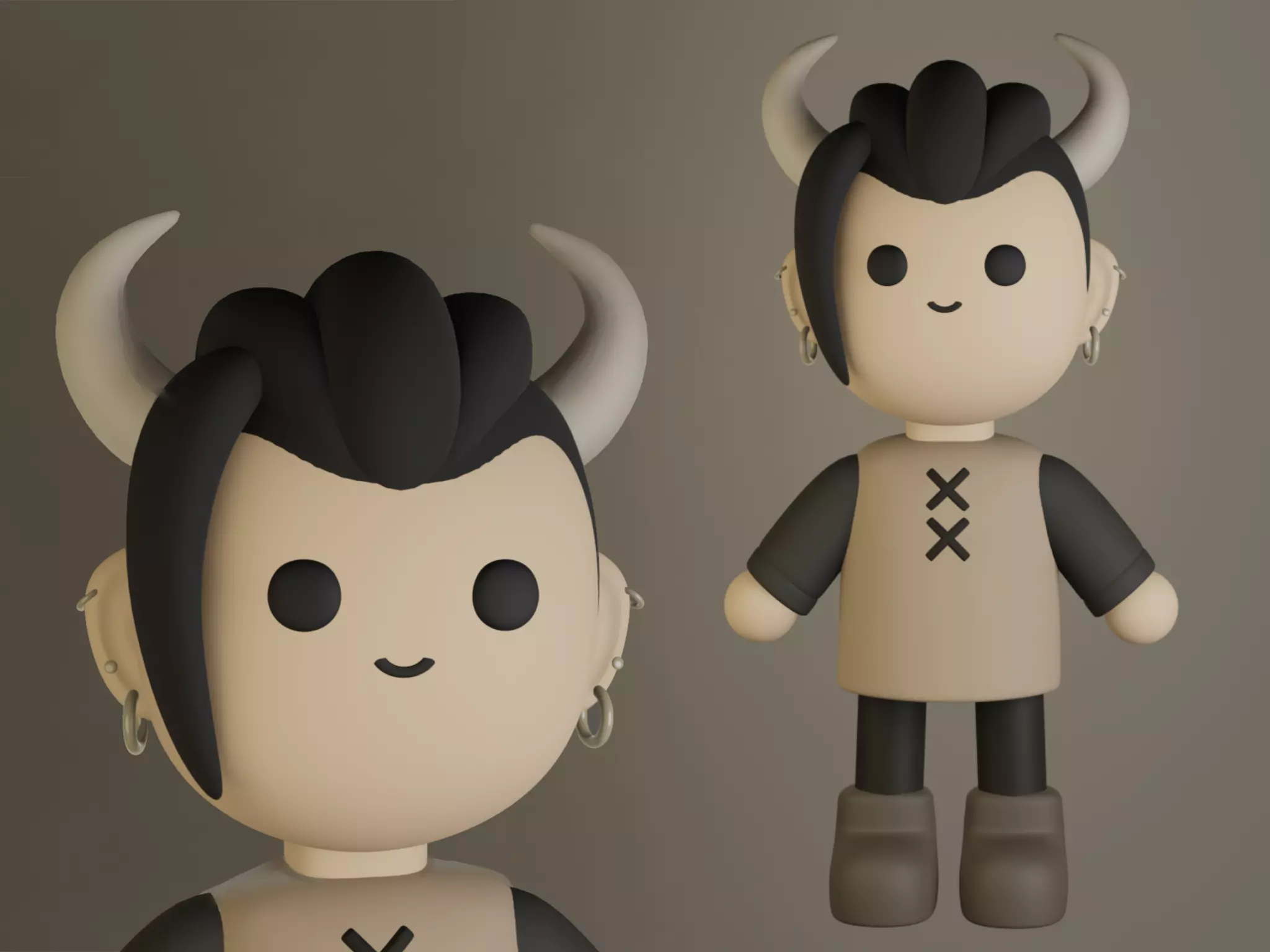 Cute character Devil Low-poly 3D model