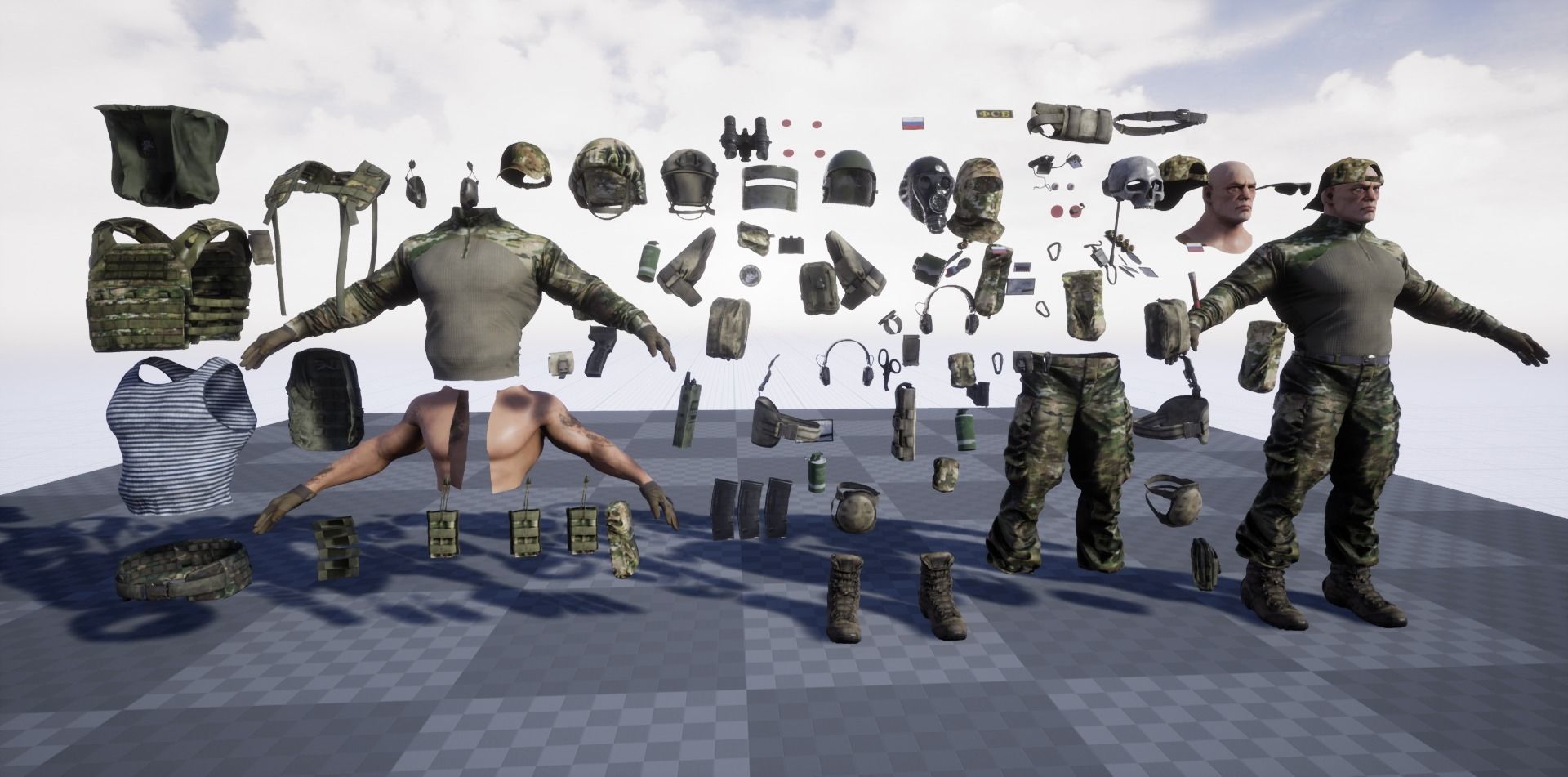 MODULAR RUSSION-SOLDIER PACK Low-poly 3D model_8