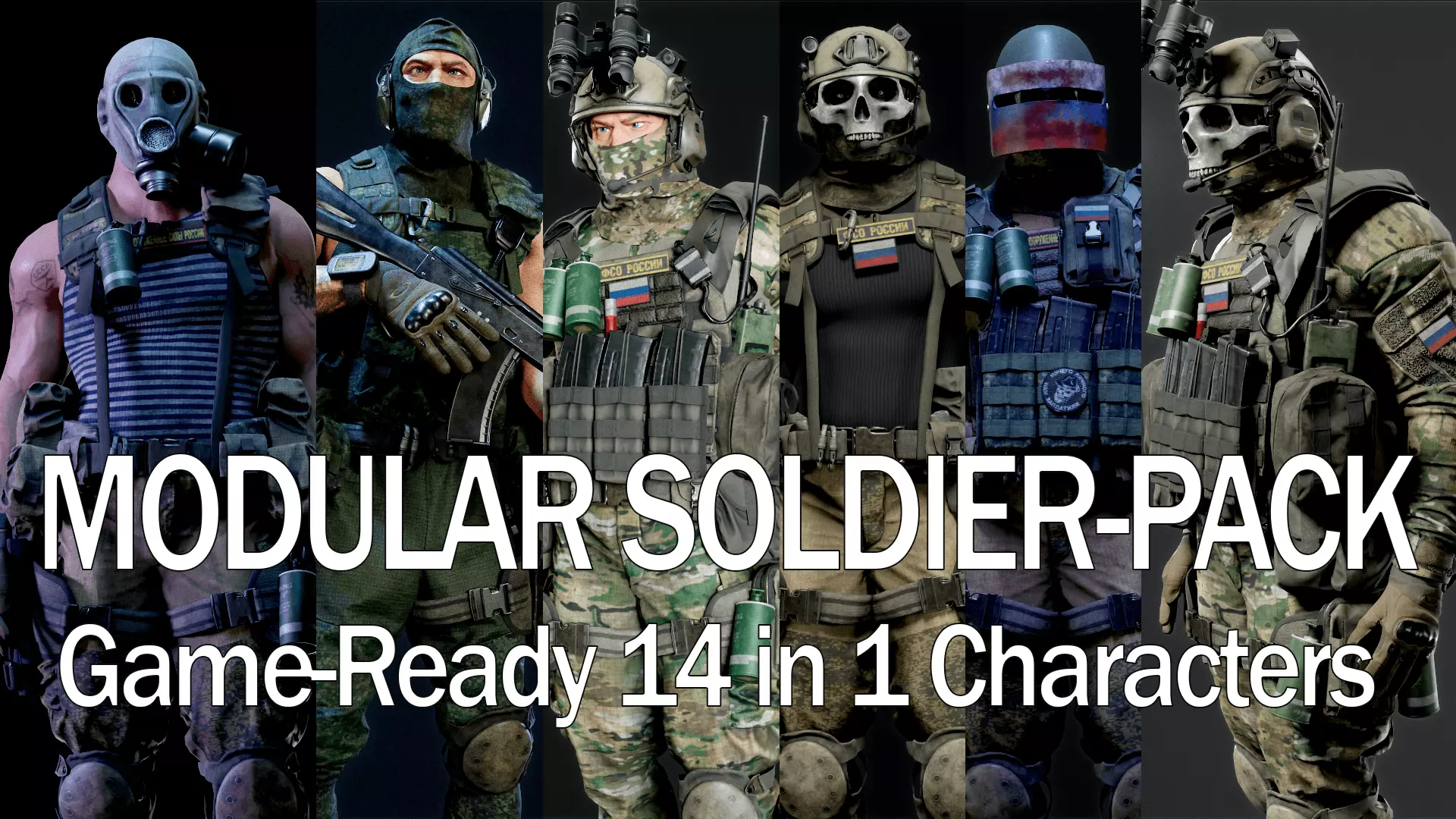 MODULAR RUSSION-SOLDIER PACK Low-poly 3D model_0
