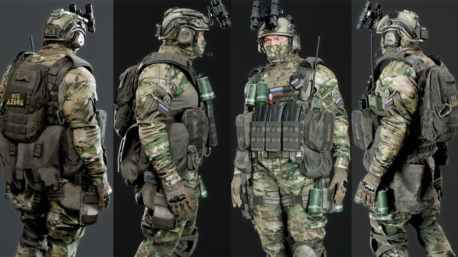 MODULAR RUSSION-SOLDIER PACK Low-poly 3D model_2