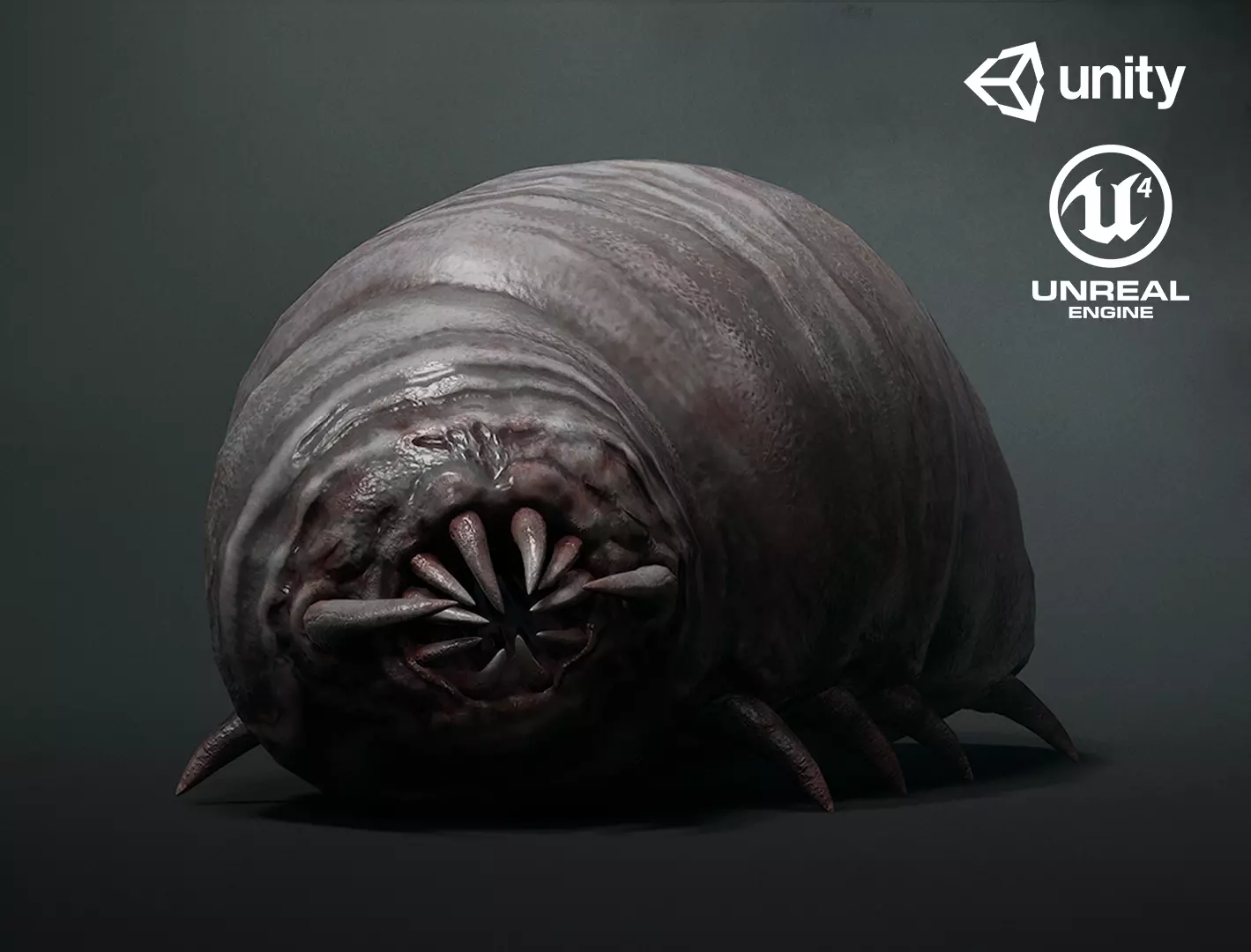 Horror worm - Game Ready Low-poly 3D model Low-poly 3D model_0