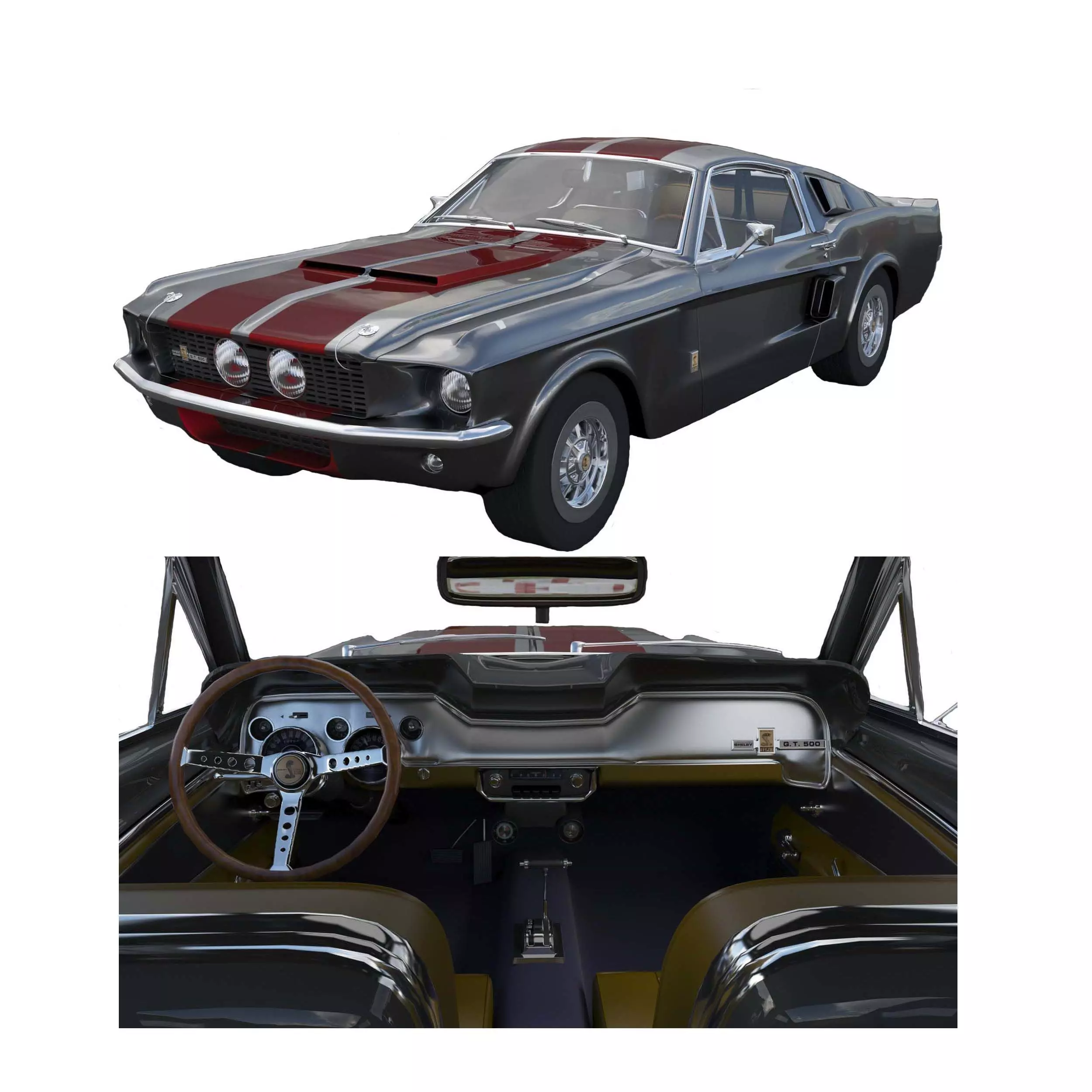 Shelby GT500 1967  Low-poly 3D model_0