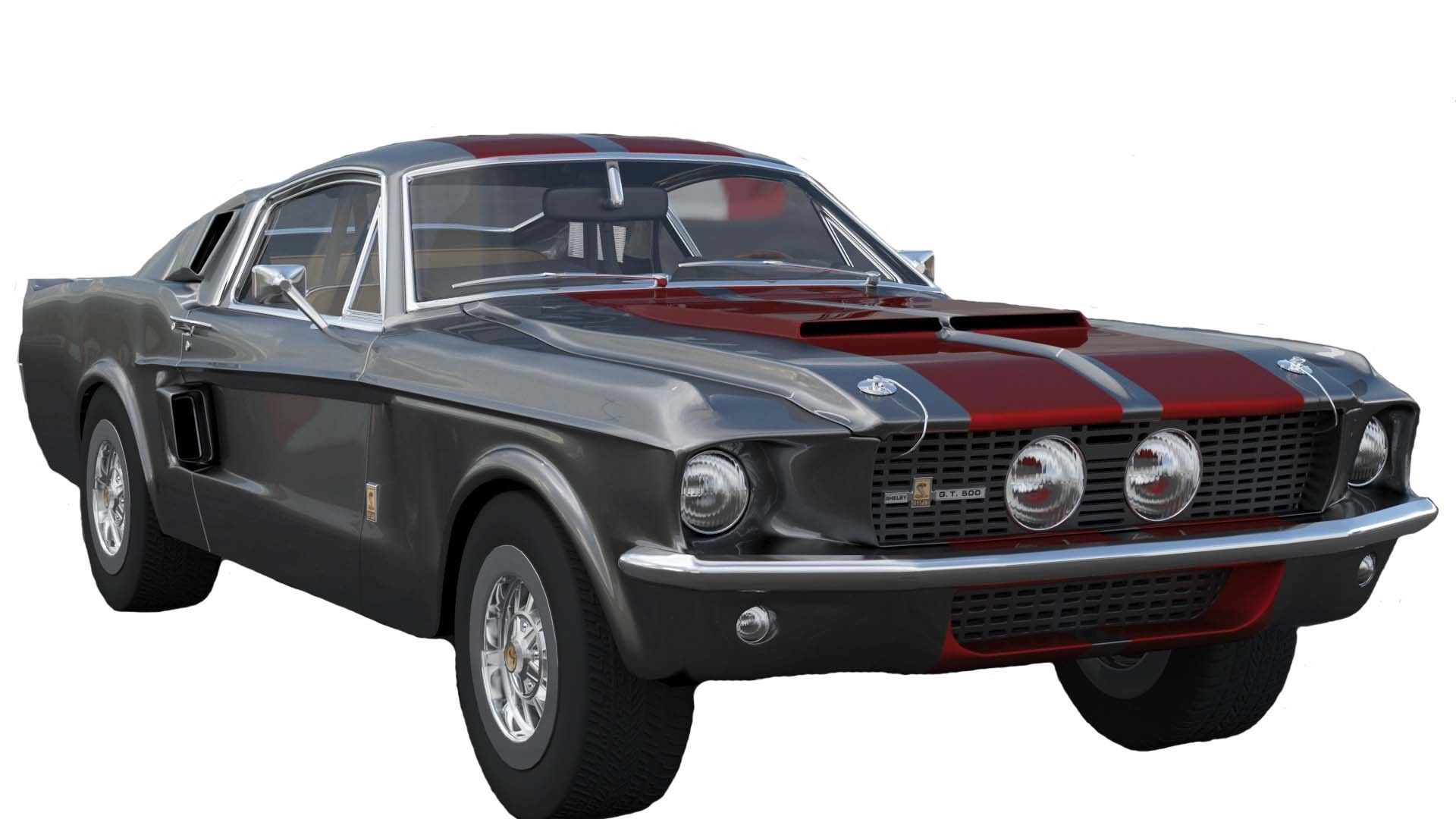 Shelby GT500 1967  Low-poly 3D model_4