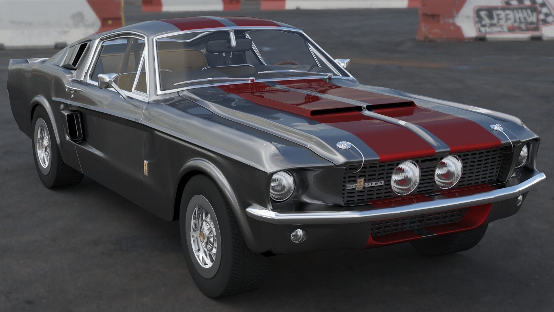Shelby GT500 1967  Low-poly 3D model_21
