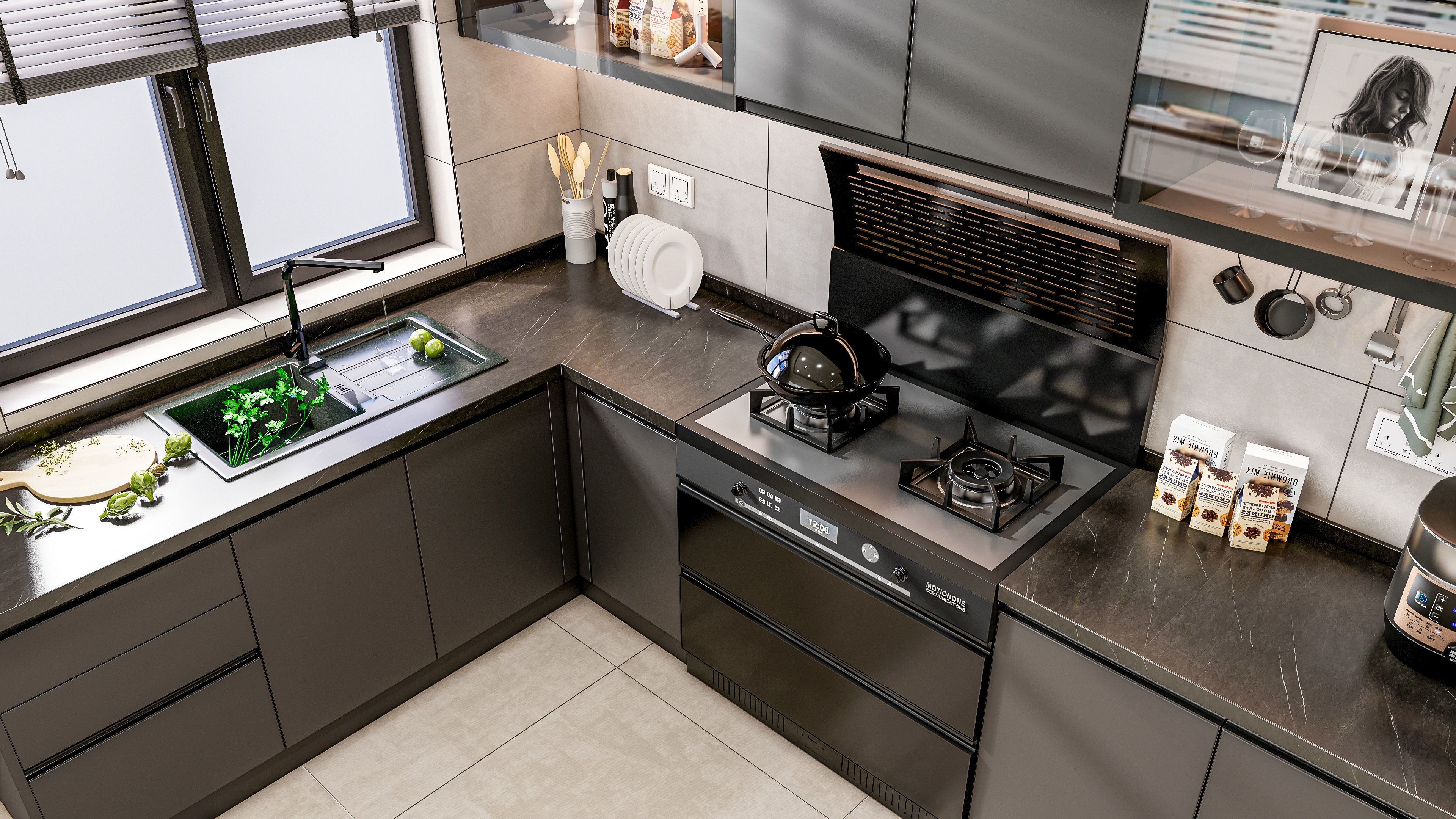 Kitchen Modern interior 0049 3D model_10