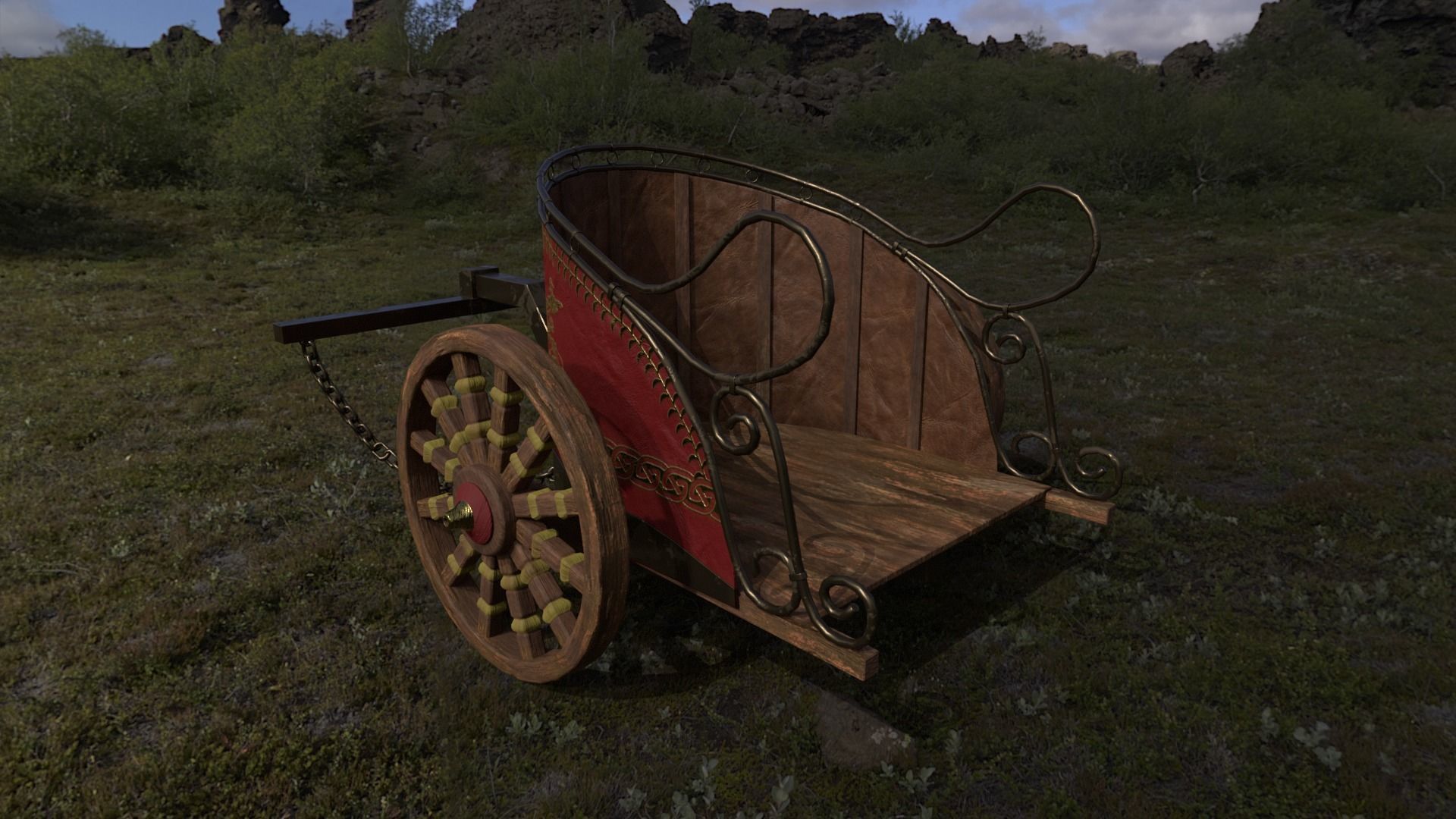 Roman Chariot Low-poly 3D model_5