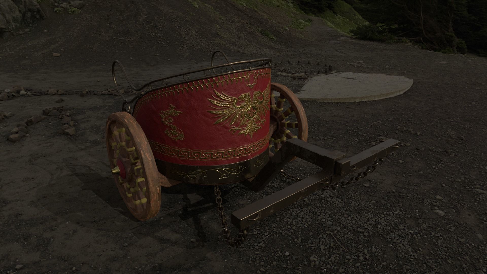 Roman Chariot Low-poly 3D model_6