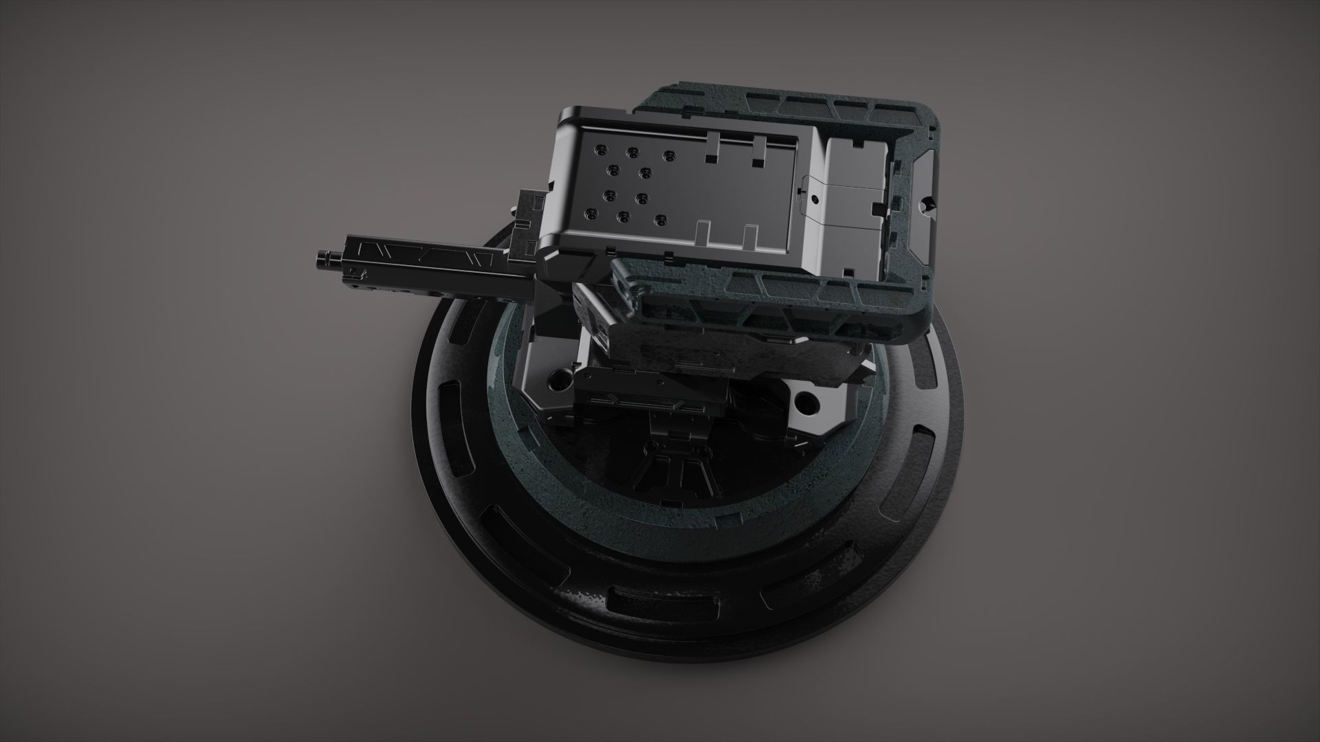 Robot mech botic Turret scifi plasma 3D model_3