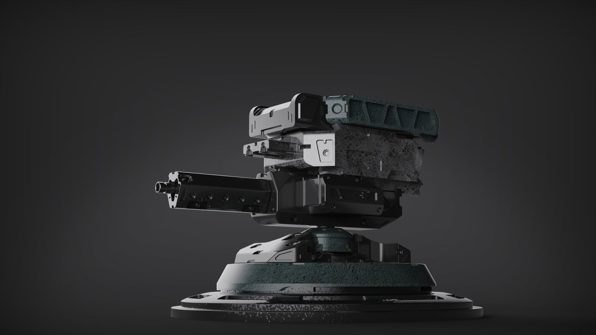 Robot mech botic Turret scifi plasma 3D model_5