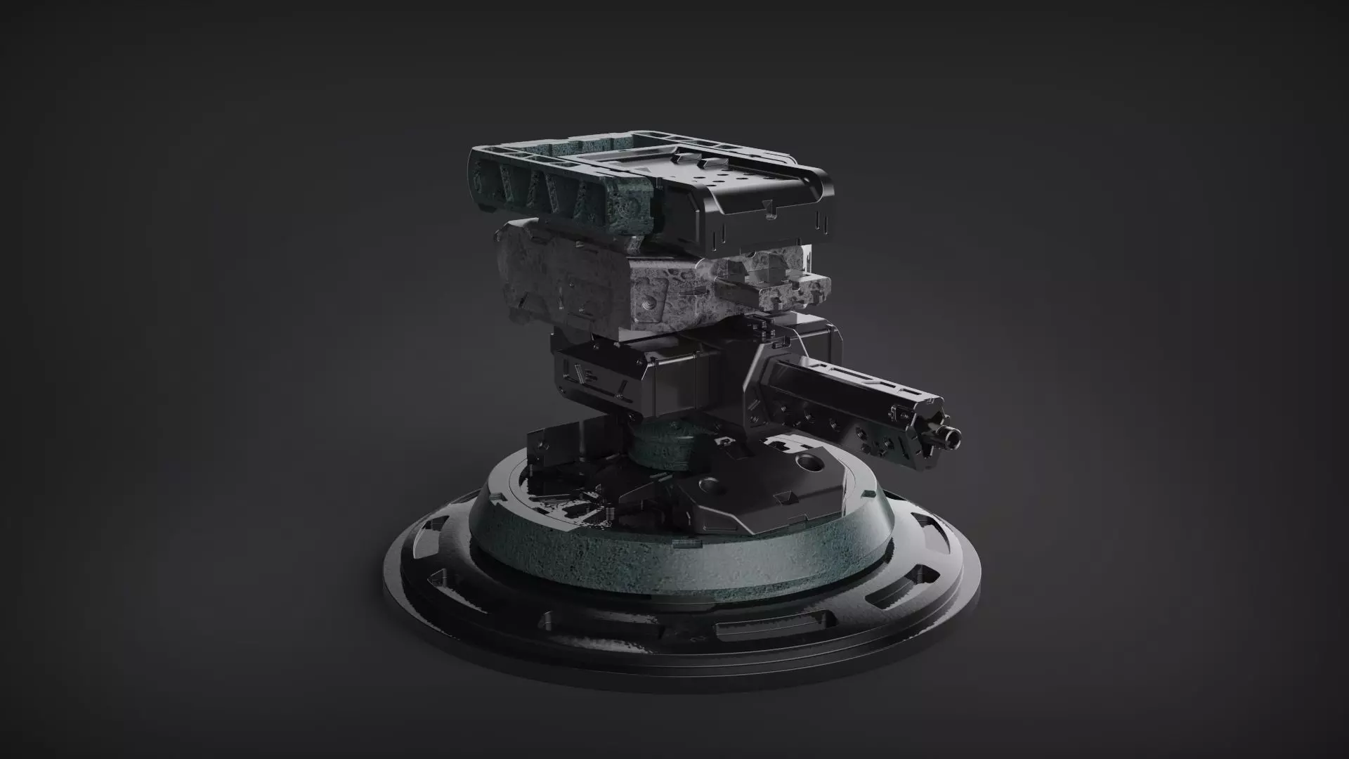 Robot mech botic Turret scifi plasma 3D model_0