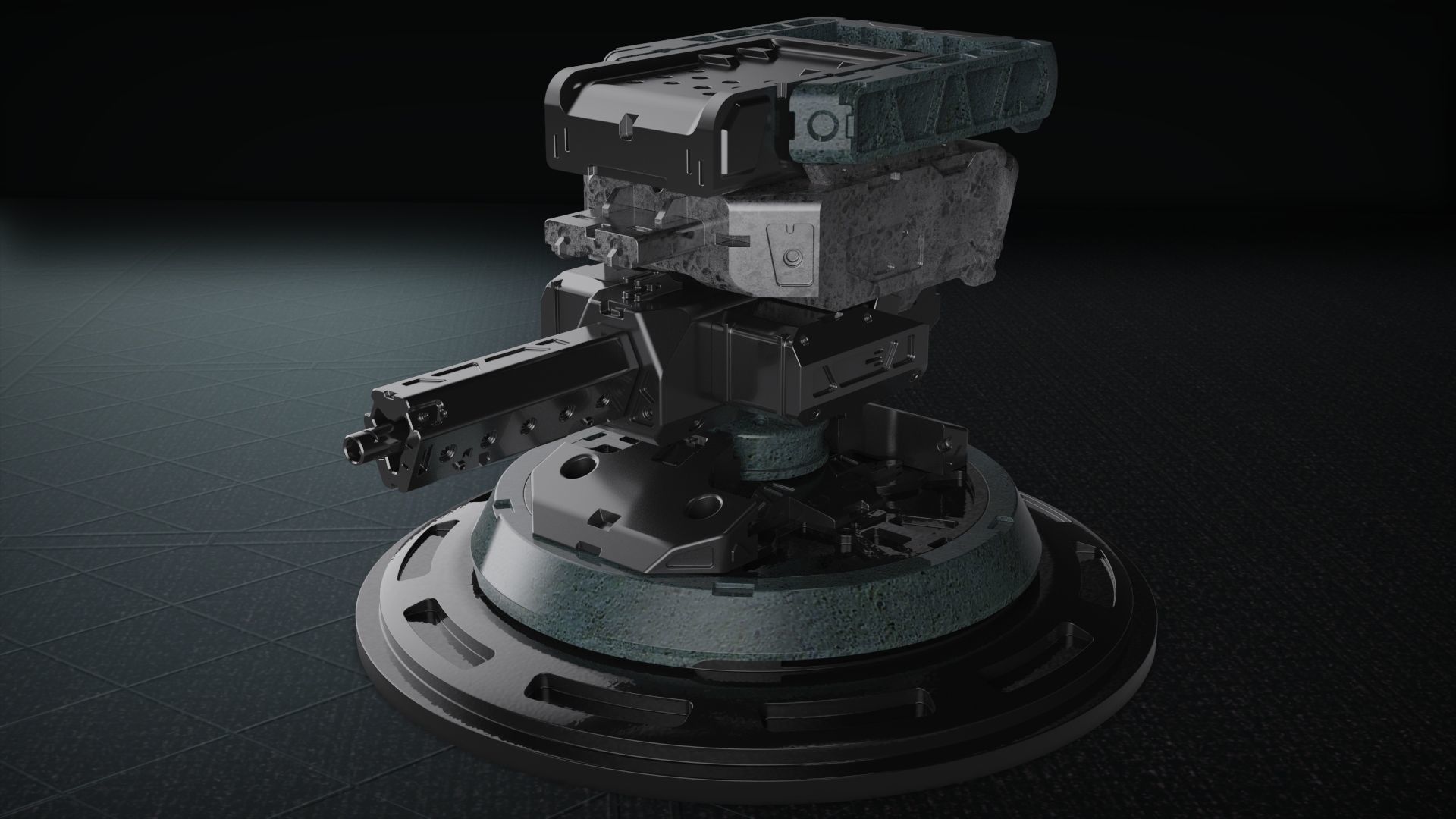 Robot mech botic Turret scifi plasma 3D model_1