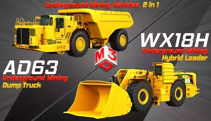 AD63 - WX18H Underground Mining Vehicles 2 in 1 3D Model Collection