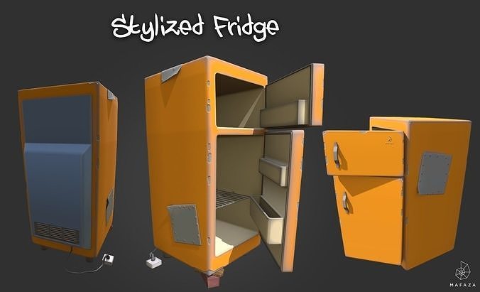 Stylized Fridge Low-poly 3D model