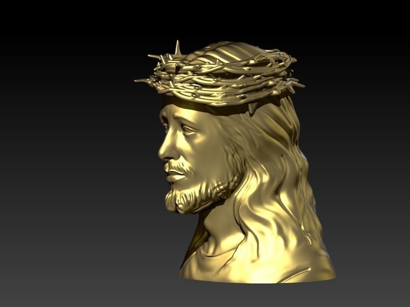 3D Jesus Christ Thorn Head Face Pendant Jewelry 3D print model_36