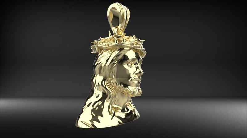 3D Jesus Christ Thorn Head Face Pendant Jewelry 3D print model_21