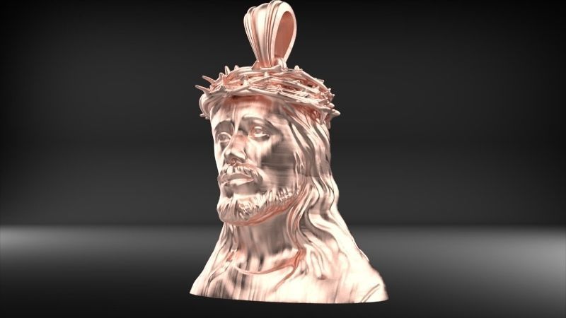 3D Jesus Christ Thorn Head Face Pendant Jewelry 3D print model_45