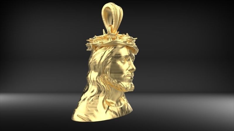 3D Jesus Christ Thorn Head Face Pendant Jewelry 3D print model_15