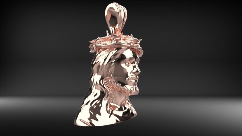 3D Jesus Christ Thorn Head Face Pendant Jewelry 3D print model_18