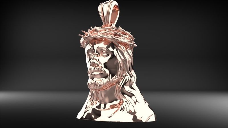 3D Jesus Christ Thorn Head Face Pendant Jewelry 3D print model_44