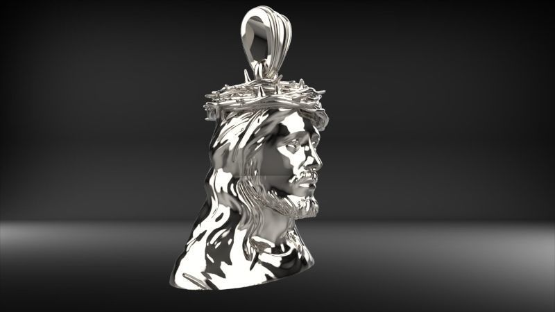 3D Jesus Christ Thorn Head Face Pendant Jewelry 3D print model_13