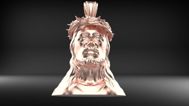 3D Jesus Christ Thorn Head Face Pendant Jewelry 3D print model_7