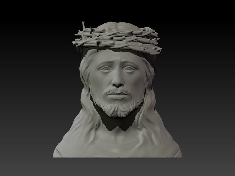3D Jesus Christ Thorn Head Face Pendant Jewelry 3D print model_34
