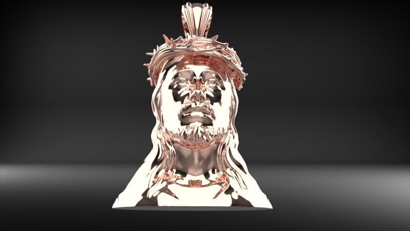 3D Jesus Christ Thorn Head Face Pendant Jewelry 3D print model_6
