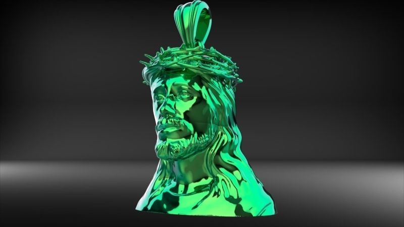 3D Jesus Christ Thorn Head Face Pendant Jewelry 3D print model_47