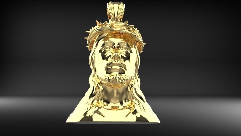 3D Jesus Christ Thorn Head Face Pendant Jewelry 3D print model_19