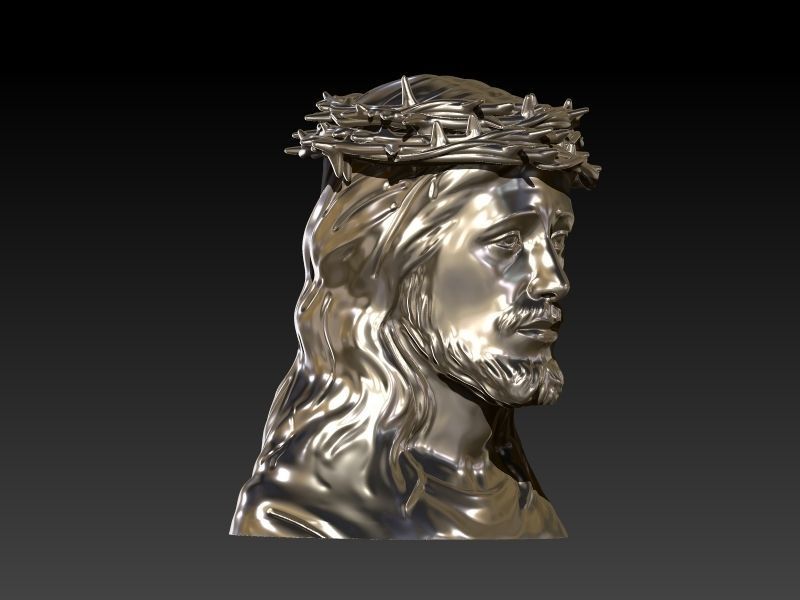 3D Jesus Christ Thorn Head Face Pendant Jewelry 3D print model_35