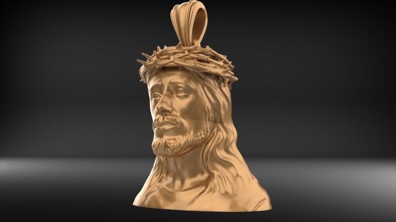 3D Jesus Christ Thorn Head Face Pendant Jewelry 3D print model_26