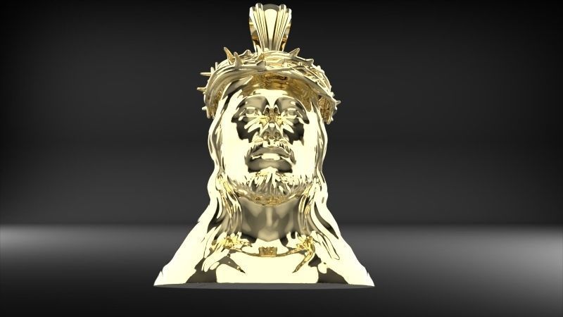 3D Jesus Christ Thorn Head Face Pendant Jewelry 3D print model_4