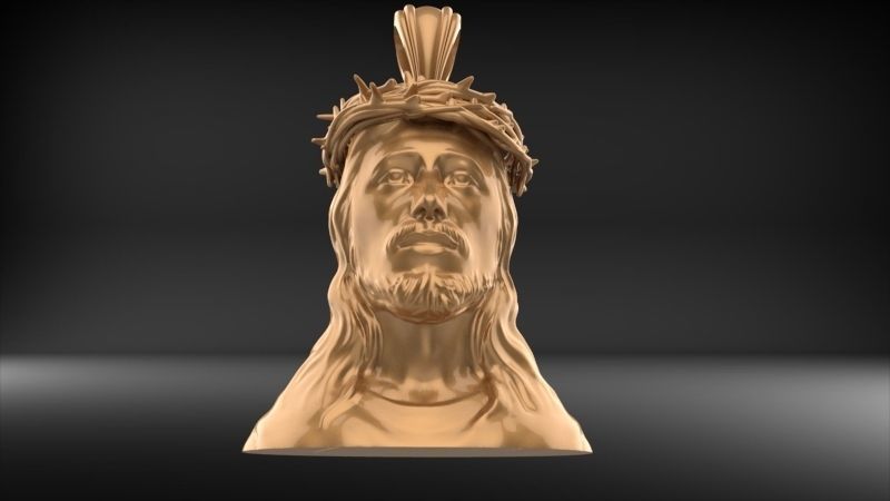 3D Jesus Christ Thorn Head Face Pendant Jewelry 3D print model_2