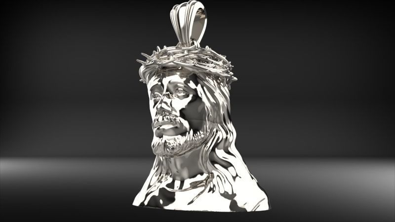 3D Jesus Christ Thorn Head Face Pendant Jewelry 3D print model_25