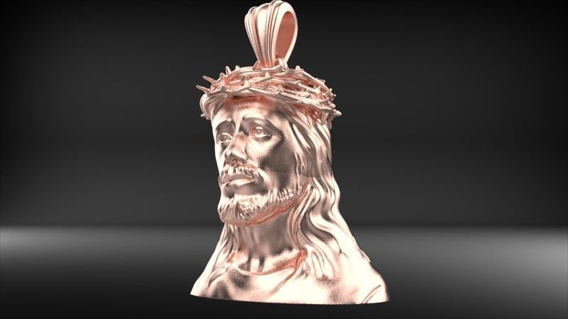 3D Jesus Christ Thorn Head Face Pendant Jewelry 3D print model_30