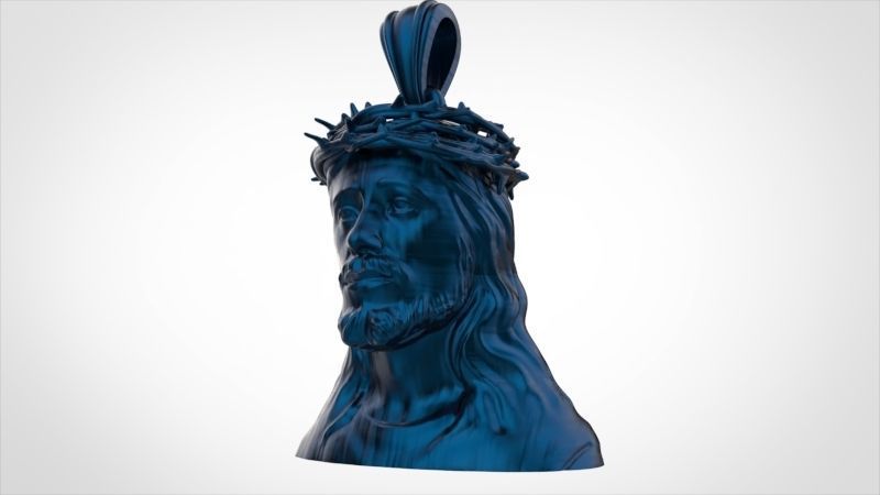 3D Jesus Christ Thorn Head Face Pendant Jewelry 3D print model_49
