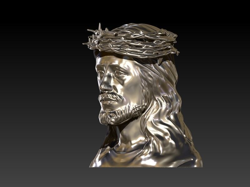 3D Jesus Christ Thorn Head Face Pendant Jewelry 3D print model_33
