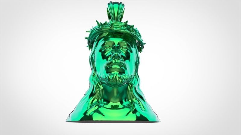 3D Jesus Christ Thorn Head Face Pendant Jewelry 3D print model_11