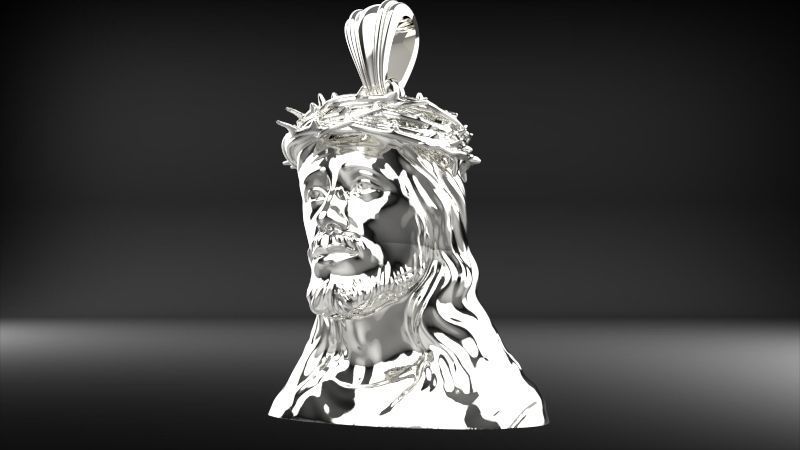 3D Jesus Christ Thorn Head Face Pendant Jewelry 3D print model_24