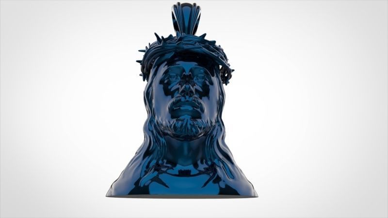 3D Jesus Christ Thorn Head Face Pendant Jewelry 3D print model_10