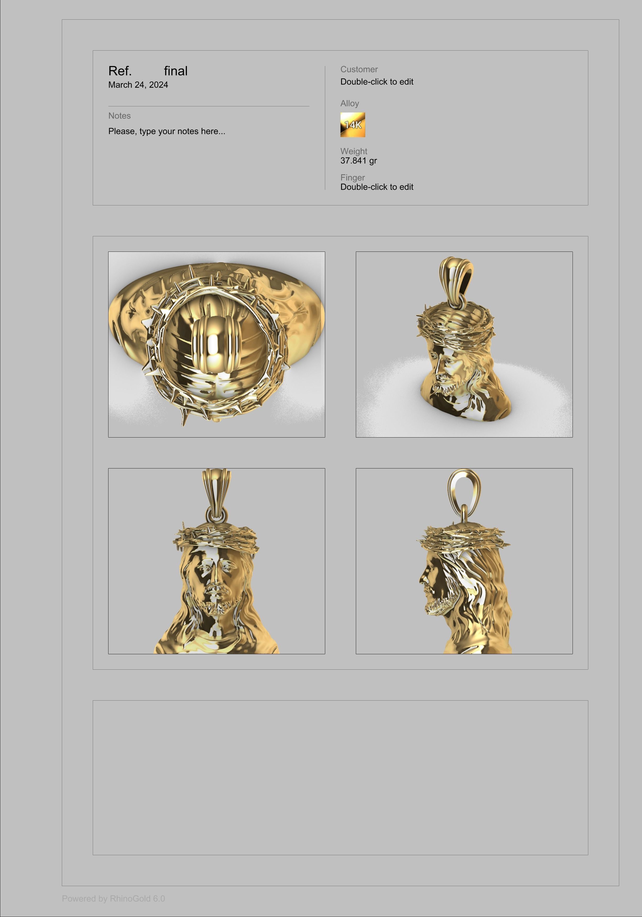 3D Jesus Christ Thorn Head Face Pendant Jewelry 3D print model_38