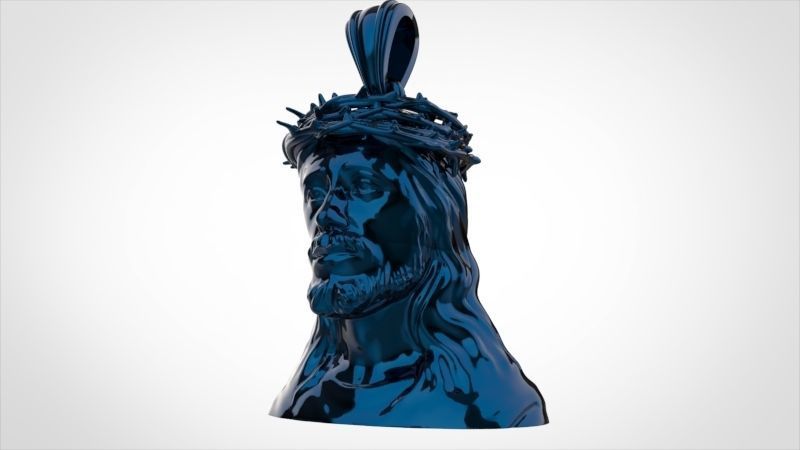 3D Jesus Christ Thorn Head Face Pendant Jewelry 3D print model_48