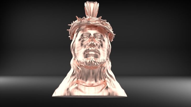 3D Jesus Christ Thorn Head Face Pendant Jewelry 3D print model_5